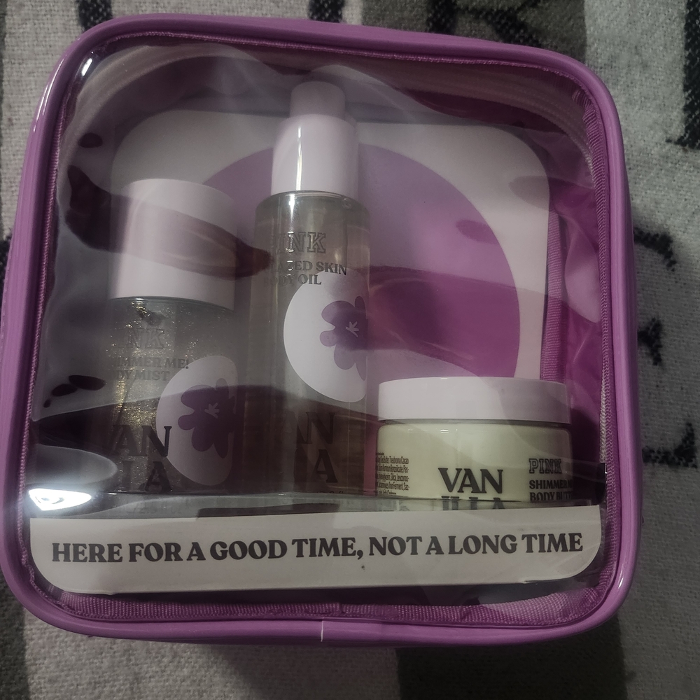 Pink Skincare Set with Bag